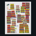 Havana Cuba Faux Canvas Print<br><div class="desc">Modern contemporary city art based on Havana,  Cuba.  Vibrant colors and fun details.  Original art by Nic Squirrell.</div>