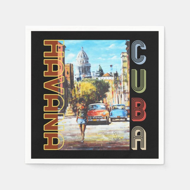 Havana Cuba Fine Art - National Capital Napkins (Front)