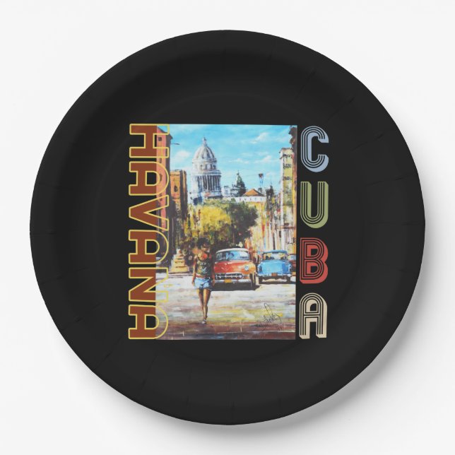 Havana Cuba Fine Art - National Capital Paper Plates (Front)