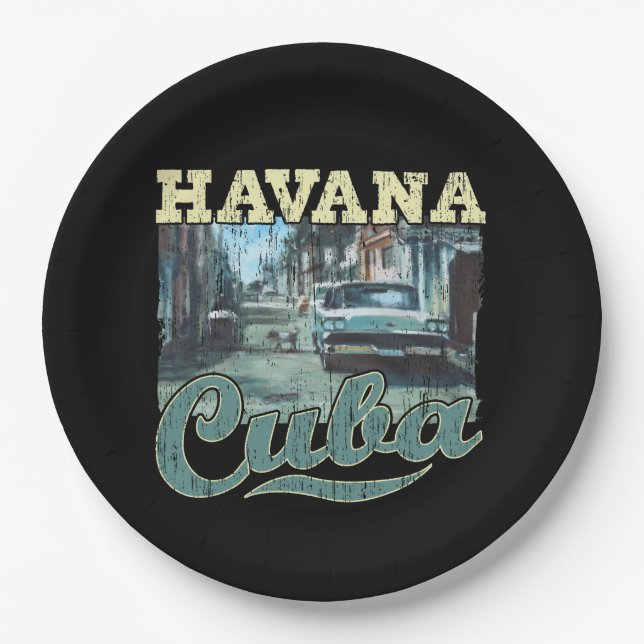 Havana Cuba Graffiti Street Art - Love Habana Paper Plates (Front)