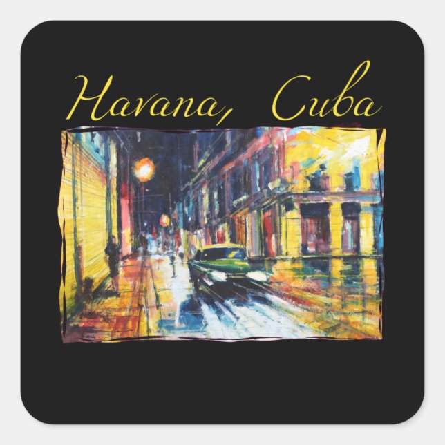 Havana Cuba - Habana Vieja Night Scene Square Sticker (Front)
