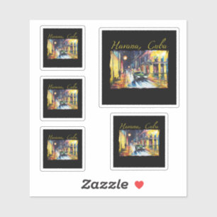Havana Cuba - Habana Vieja Night Scene Sticker