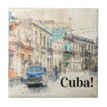 Havana Cuba Illustration Ceramic Tile at Zazzle