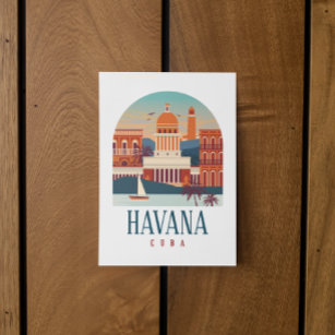 Havana Cuba Island Vintage Minimal Retro City   Postcard