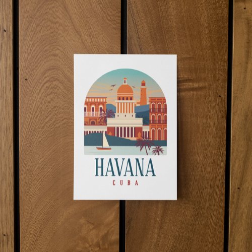 Havana Cuba Island Vintage Minimal Retro City   Postcard