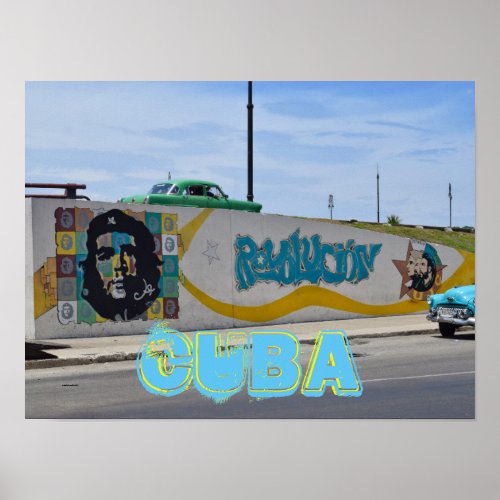 Havana Cuba Old Car Street Art Poster