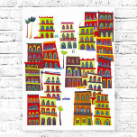 Havana Cuba Poster<br><div class="desc">Modern contemporary city art based on Havana,  Cuba.  Vibrant colors and fun details.  Original art by Nic Squirrell.</div>