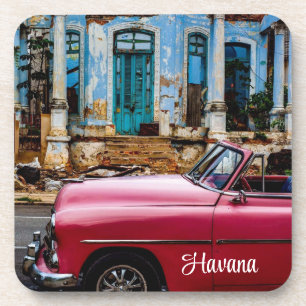 Havana Cuba Red Vintage Car                     Beverage Coaster