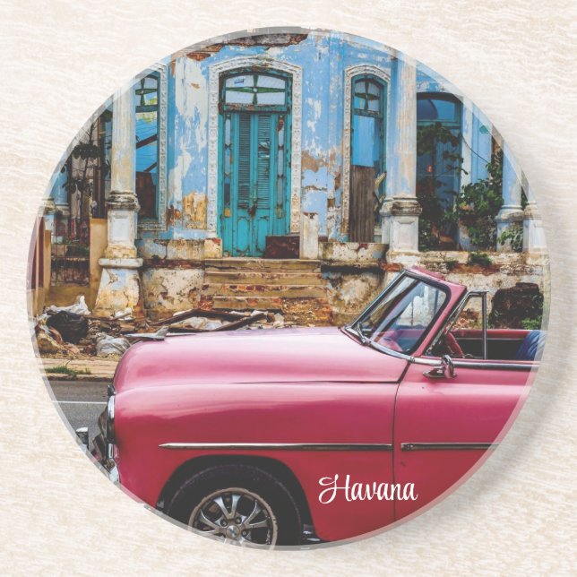 Havana Cuba Red Vintage Car      Coaster (Front)