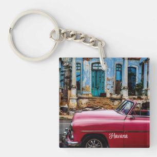 Havana Cuba Red Vintage Car Keychain