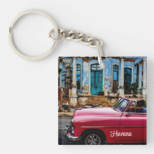 Havana Cuba Red Vintage Car Keychain