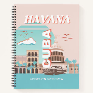 Havana Cuba Retro Travel Art Notebook