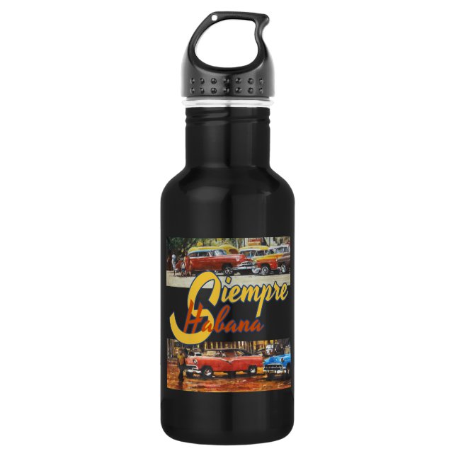 Havana Cuba - Siempre Habana Stainless Steel Water Bottle (Front)