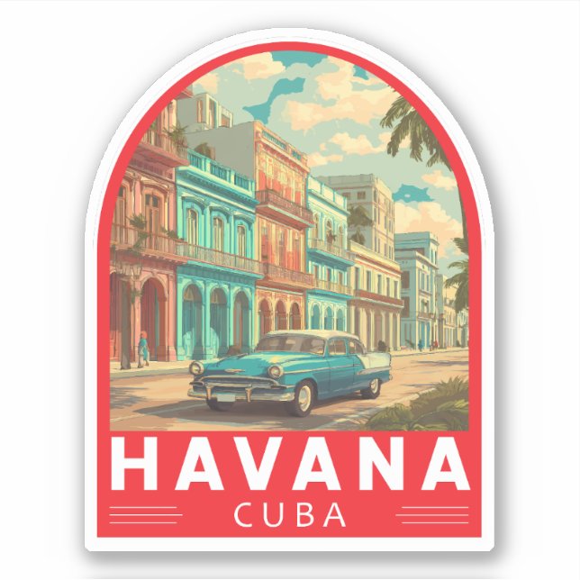 Havana Cuba Travel Art Emblem Sticker (Front)