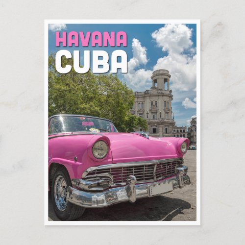 Havana Cuba vintage car travel postcard