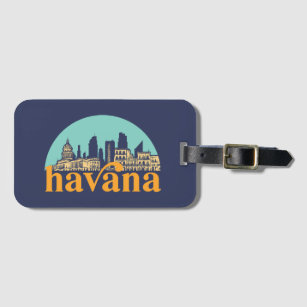 Havana Cuba Vintage City Skyline Cityscape Art Luggage Tag