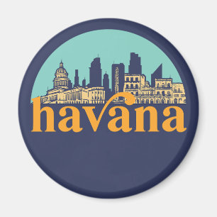 Havana Cuba Vintage City Skyline Cityscape Art Magnet