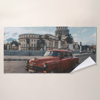 Havana Cuba Vintage Classic Car Bath Towel