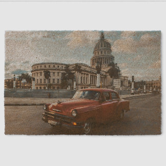 Havana Cuba Vintage Classic Car Fiber Doormat