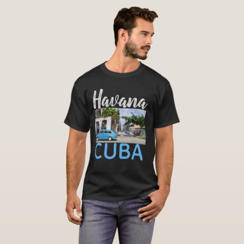 Havana Cuba Vintage Taxi Street Photo mens T_Shirt