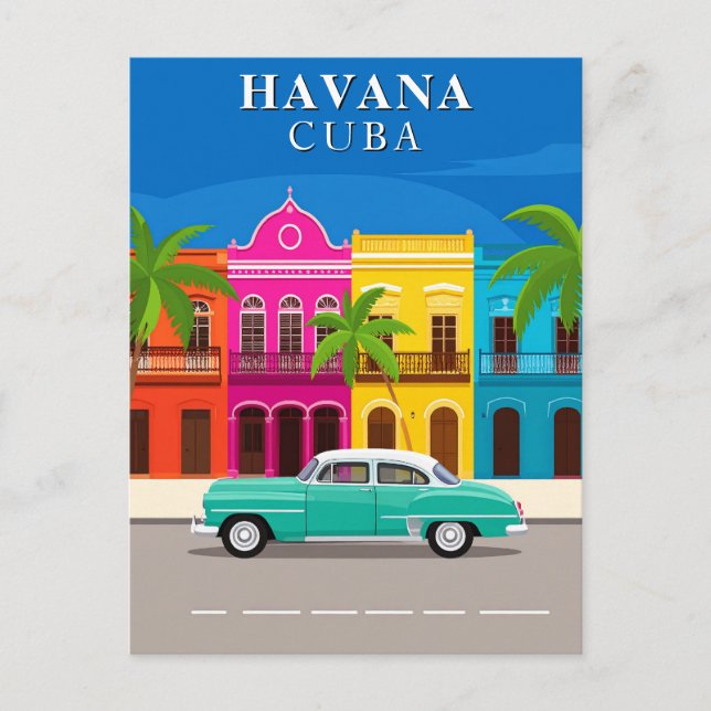 Havana Cuba Vintage Travel Car Postcard (Front)