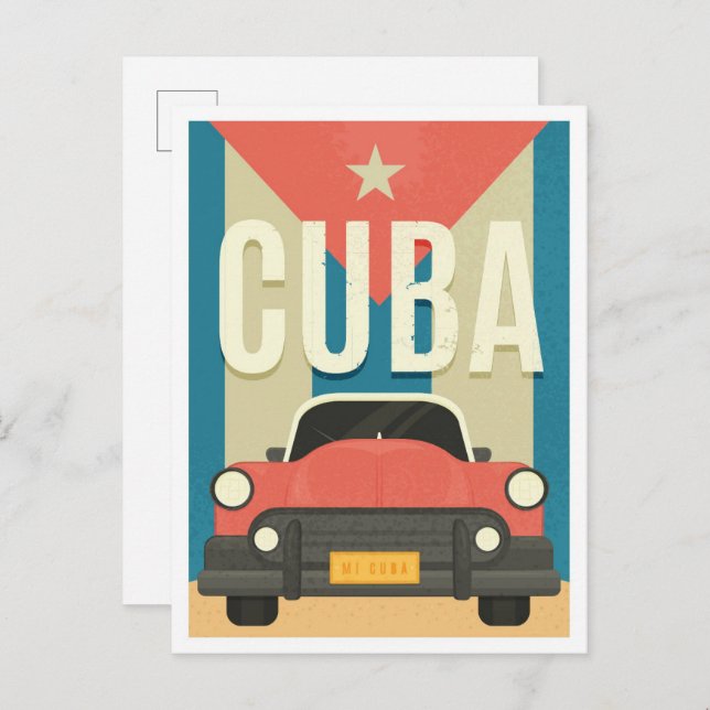 Havana Cuba Vintage Travel Illustration Postcard (Front/Back)