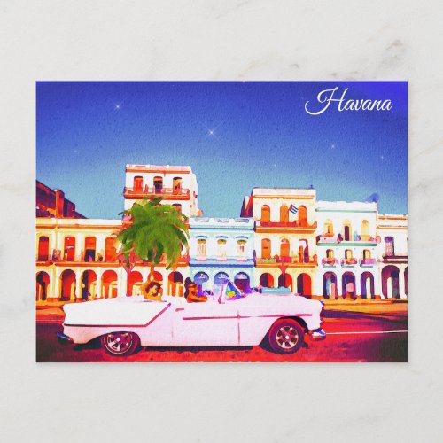 Havana Cuba Watercolor Travel Postcard