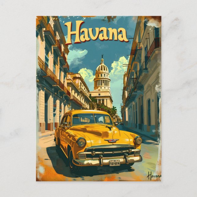Havana Dreams: Cruise  in a Vintage Car Postcard (Front)