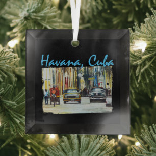 Havana Habana Viejo Cuba Glass Ornament