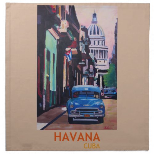 Havana in Cuba  _ El Capitolo with oldtimer Napkin