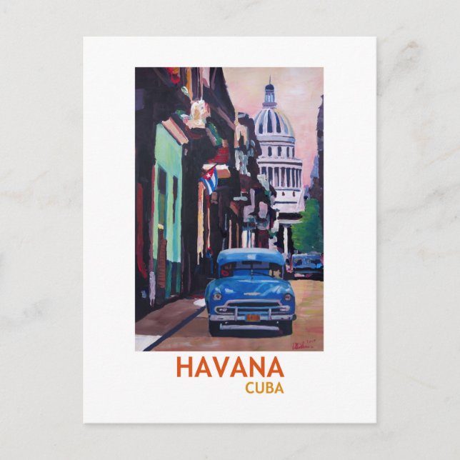 Havana in Cuba  - El Capitolo with oldtimer Postcard (Front)