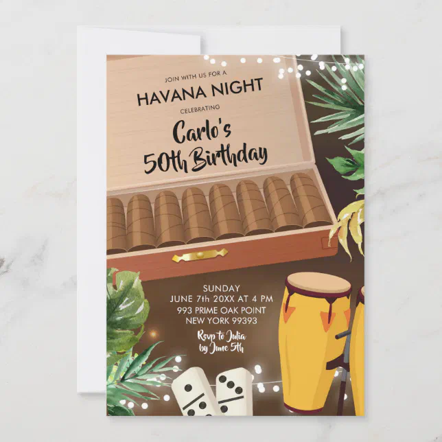 Havana Night Beach Birthday Invitation | Zazzle