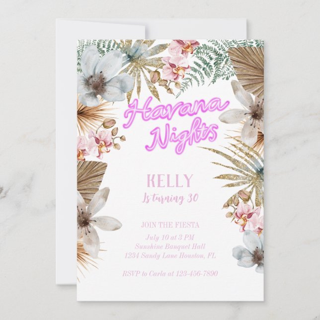 Havana Nights Cuban 30th Birthday Invitation (Front)