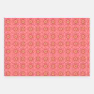 Havana Nights Cuban Caribbean Coral Tile Pattern Wrapping Paper Sheets