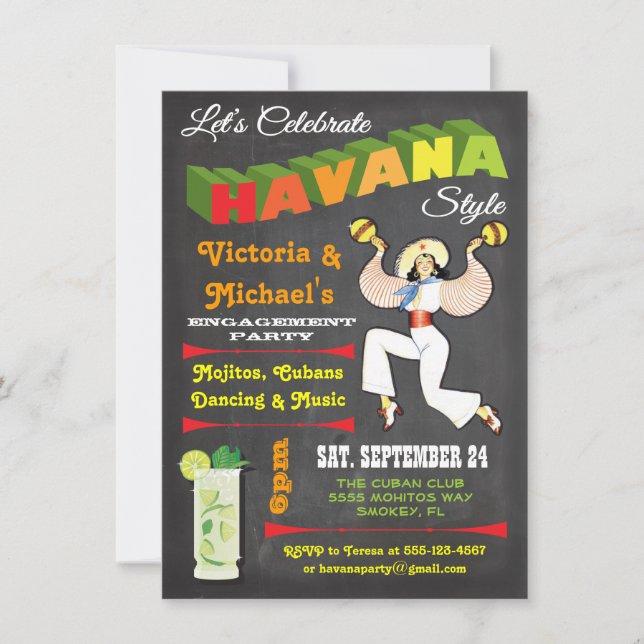 Havana nights Cuban Poster Invitation (Front)