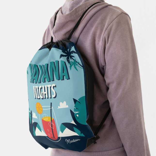 "Havana Nights" Custom Name Drawstring Bag (Insitu)