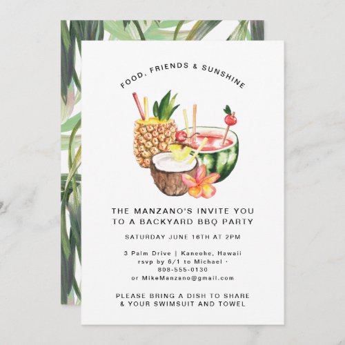 Havana Nights  Summer Backyard Party Invitation