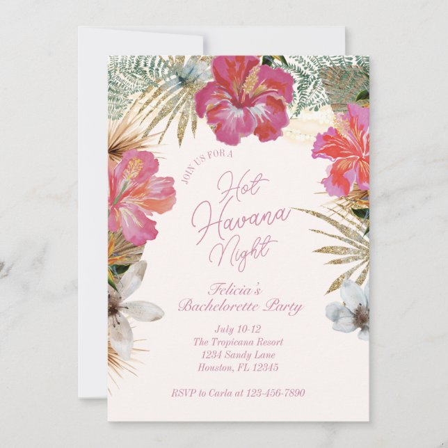 Havana Nights Tropical Bachelorette  Invitation (Front)