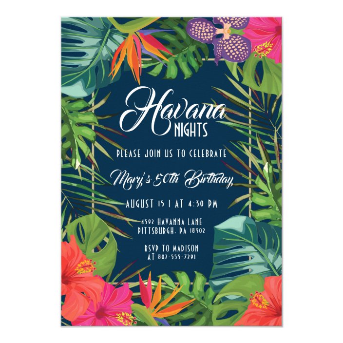 Havana Nights Tropical Birthday Invitation | Zazzle.com