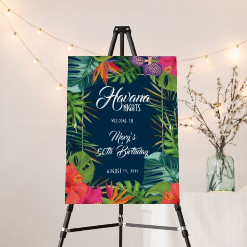 Havana Nights Tropical Birthday Welcome Sign