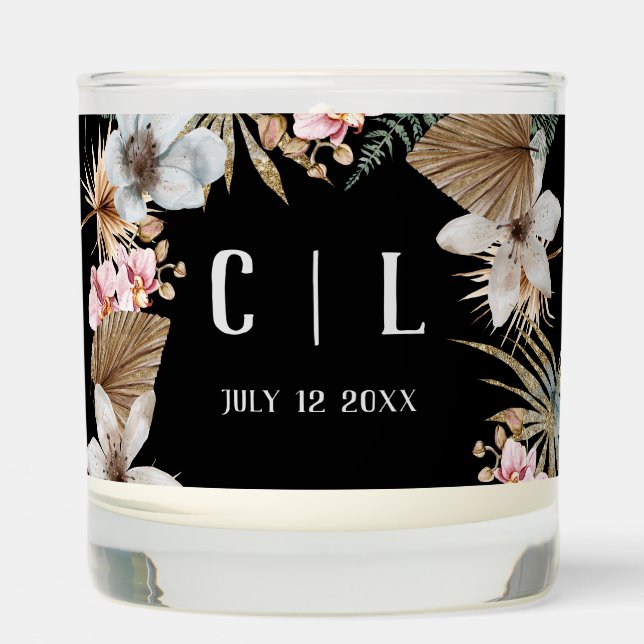 Havana Nights Tropical Cuban Monogram Scented Candle (Front)