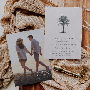 Havana Palm   Elegant Vintage Palm Tree Photo Save The Date