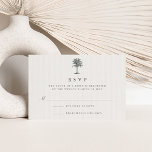 Havana Palm | Elegant Vintage Palm Tree RSVP Card<br><div class="desc">Island chic RSVP card features elegant charcoal gray lettering with a vintage etched style palm tree illustration. Customize with your desired RSVP date as well as custom accept and decline text. Cards reverse to a thatched woven pattern in blackened hunter green. Designed to coordinate with our Havana Palm wedding invitation...</div>