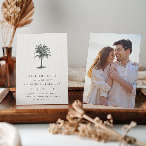 Havana Palm  Elegant Vintage Tropical Save The Date