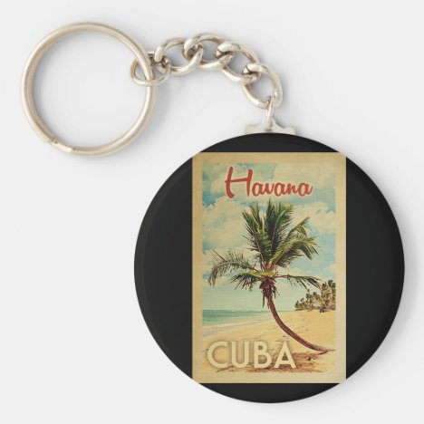 Havana Palm Tree Vintage Travel Keychain