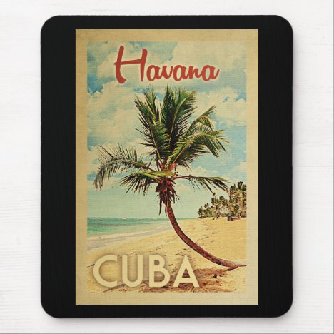 Havana Palm Tree Vintage Travel Mouse Pad