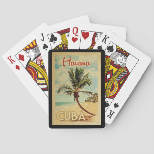 Havana Palm Tree Vintage Travel Poker Cards