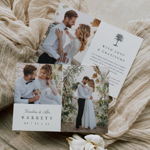 Havana Palm Vintage Palm Tree Multi Photo Wedding Thank You Card