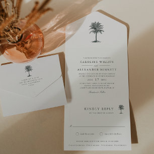 Havana Palm Vintage Palm Tree Wedding All In One Invitation