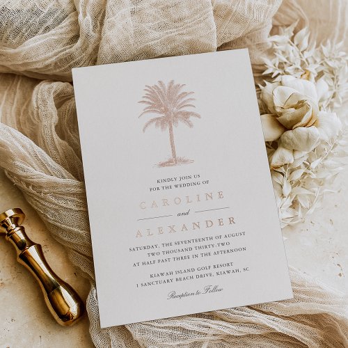 Havana Palm  Vintage Palm Tree Wedding Foil Invitation